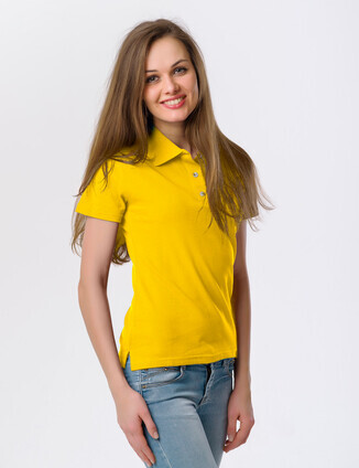 Желтая женская футболка поло оптом - фото 0