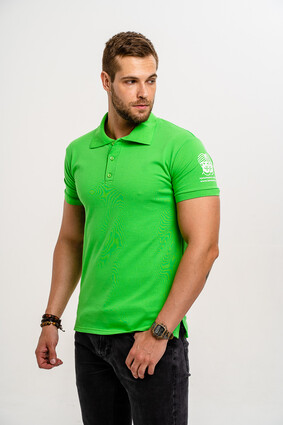 Зеленая рубашка поло с логотипом кафе - фото 3