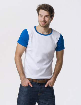 Бело-синяя мужская футболка - фото 0