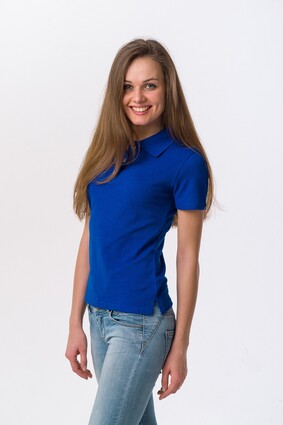 Синяя женская футболка поло оптом - фото 2