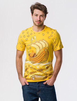 Желтая мужская футболка - фото 0
