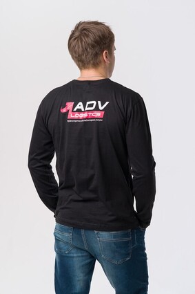Черный мужской лонгслив с логотипом АDV  - фото 2