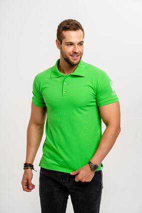 Зеленая рубашка поло с логотипом кафе - фото 0