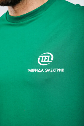 Футболка оверсайз зеленая брендированная - фото 2 - превью