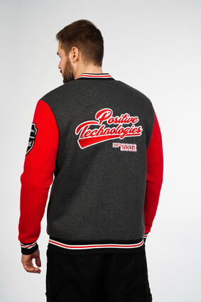 Бомбер мужской серо-красный - фото 8 - превью