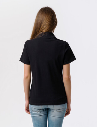 Чёрная женская рубашка поло - фото 1