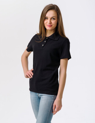 Чёрная женская рубашка поло - фото 2 - превью
