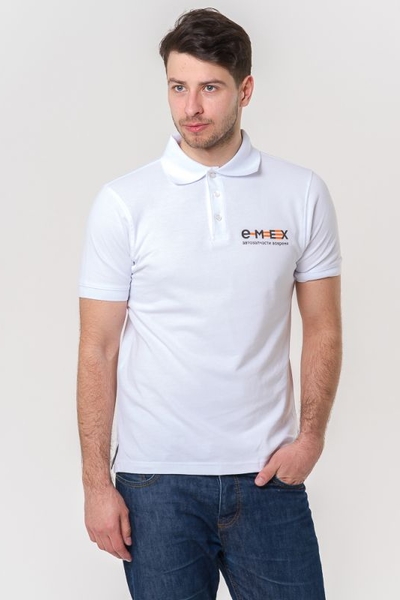 Мужское белое поло с логотипом