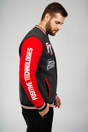 Бомбер мужской серо-красный - фото 7 - превью