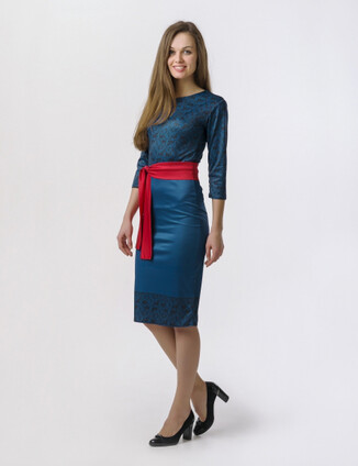 Синее женское платье - фото 1