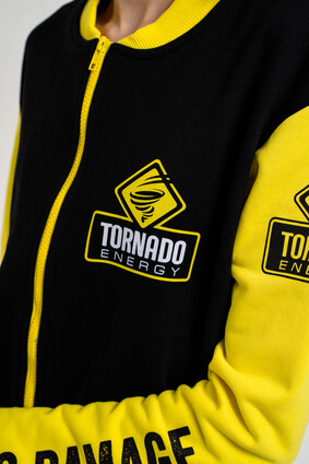 Толстовка черно-желтая на молнии - фото 2 - превью