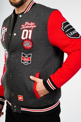 Бомбер мужской серо-красный - фото 5 - превью