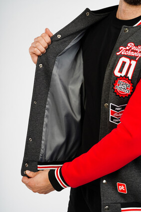 Бомбер мужской серо-красный - фото 2 - превью